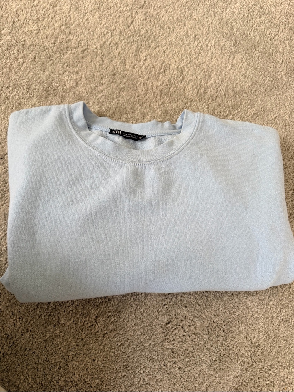 Zara Women Light Blue Crewneck Sweater